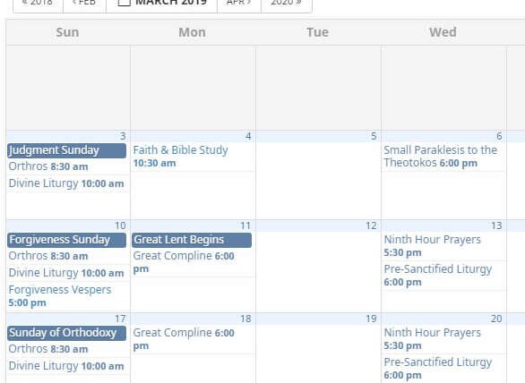 New Calendar of Events